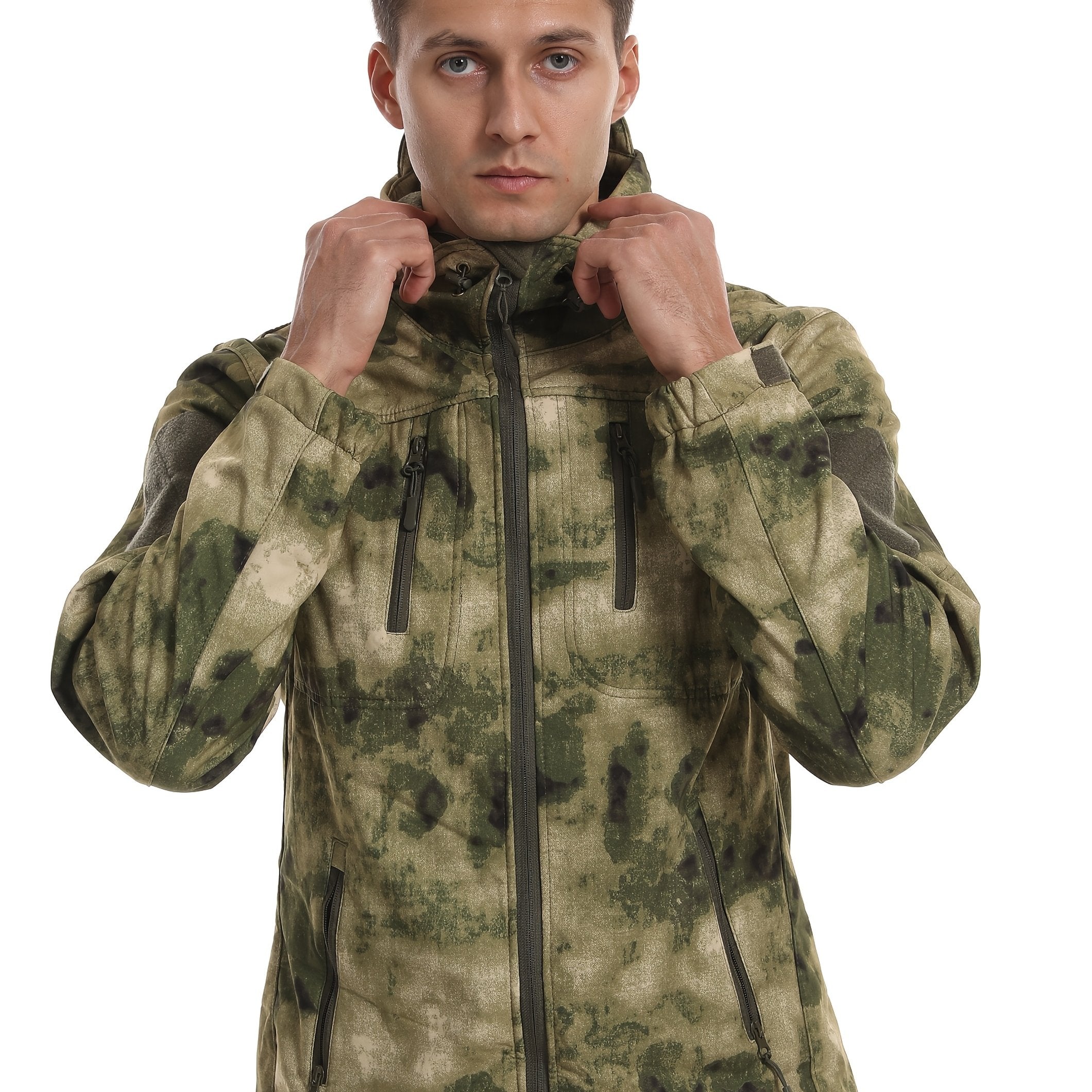 Men's Winter Jacket Softshell Hooded Thickened Warm Hunting Polar Outdoor Coat