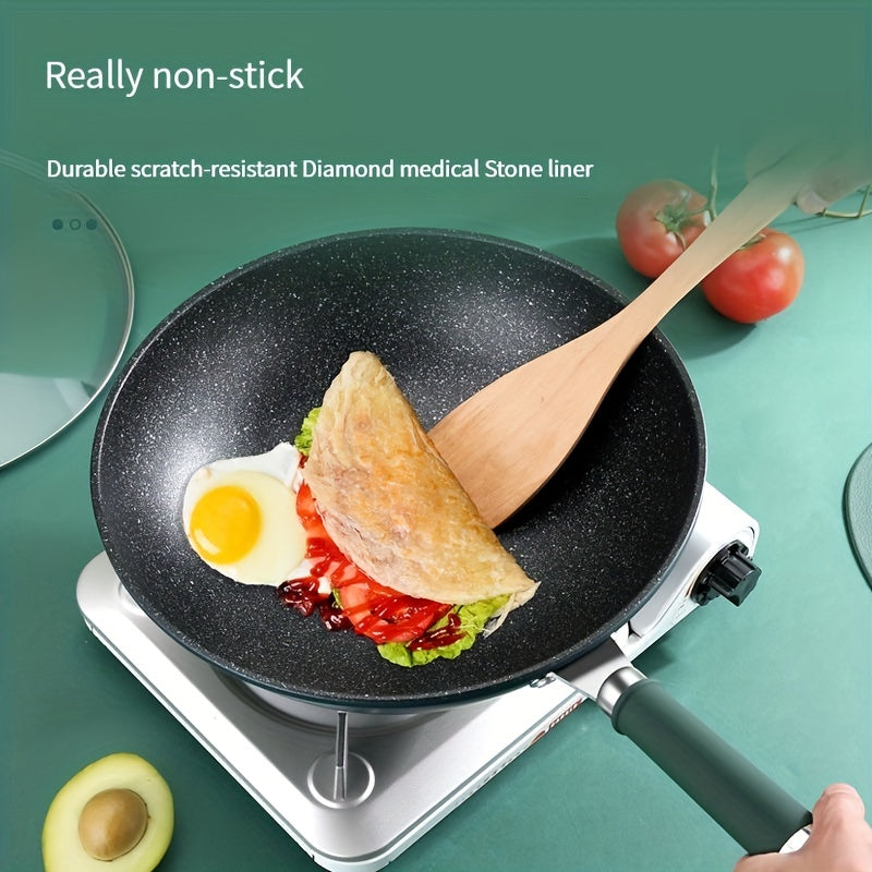 Cast Iron Cookware Set Non-Stick Skillet Egg Fry Pan Wok Stir-Fry Pan for Gas and Induction