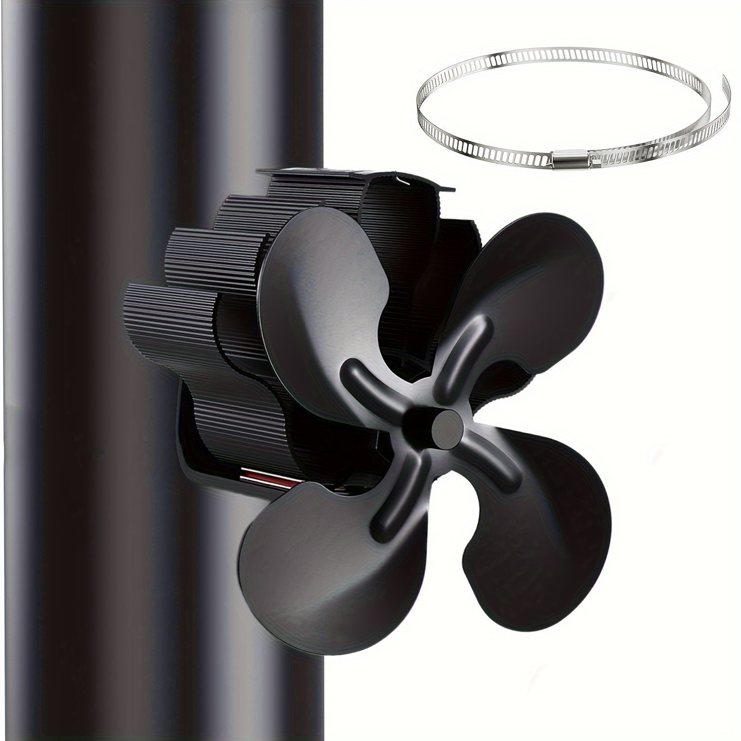 Wood-Burning Stove Fan 4-Blade Wall-Mounted Air Circulating No Electricity