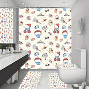 Hello Kitty Bathroom Decor Set 4pcs Waterproof Shower Curtain Rug Toilet Seat Cover