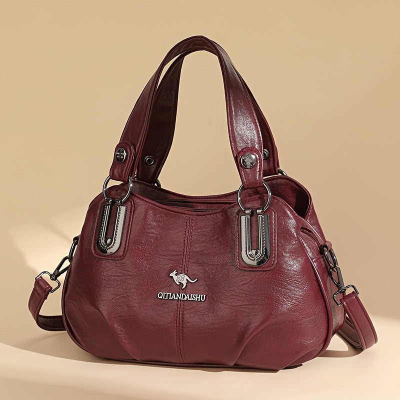 Ayollar uchun tasodifiy qora tote sumka, zip yopilishi va polyester ichki qismi bilan