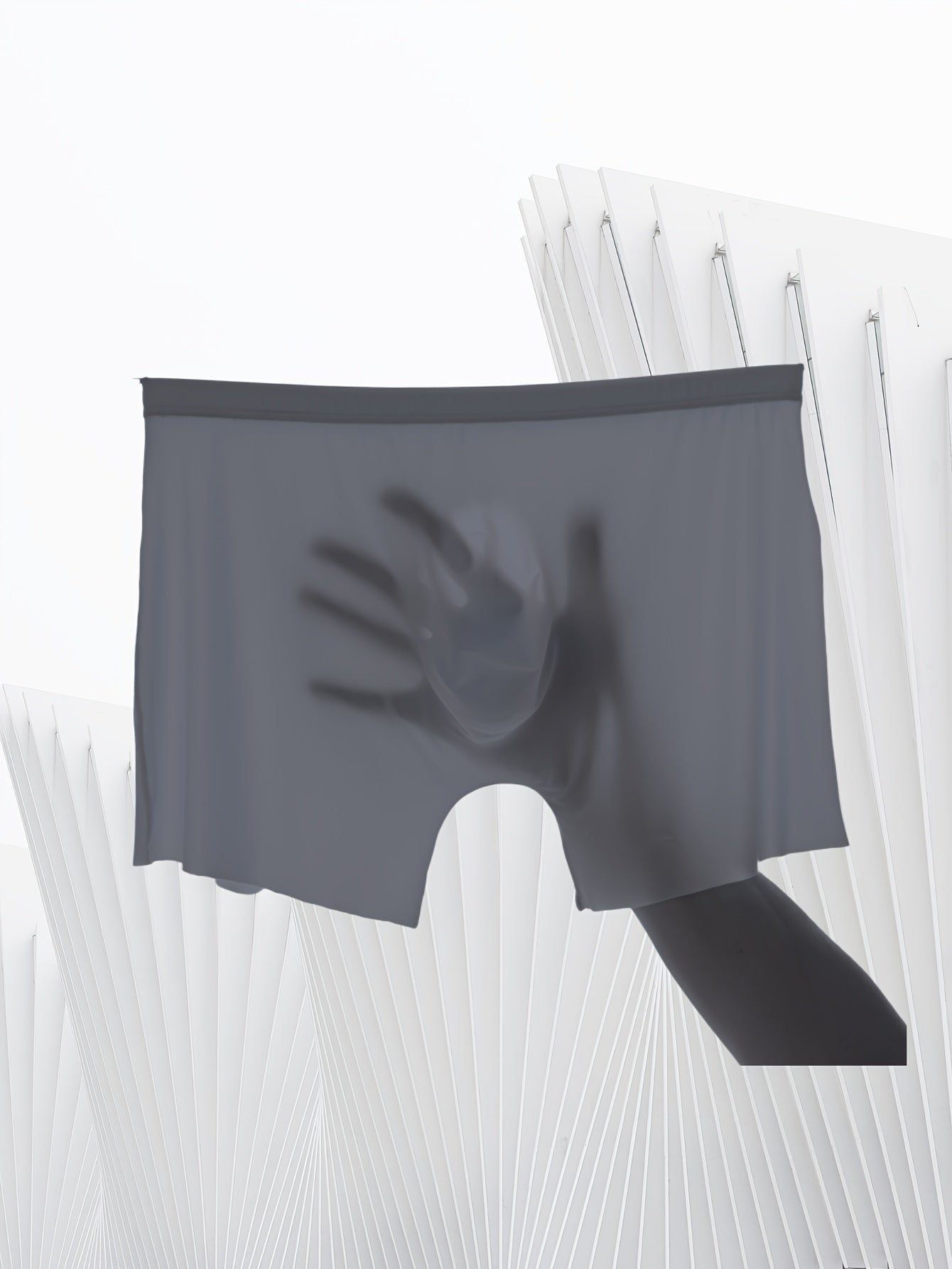 Men's Ice Silky Cool Underwear Semi-Transparent Pink 3D Molded Fit