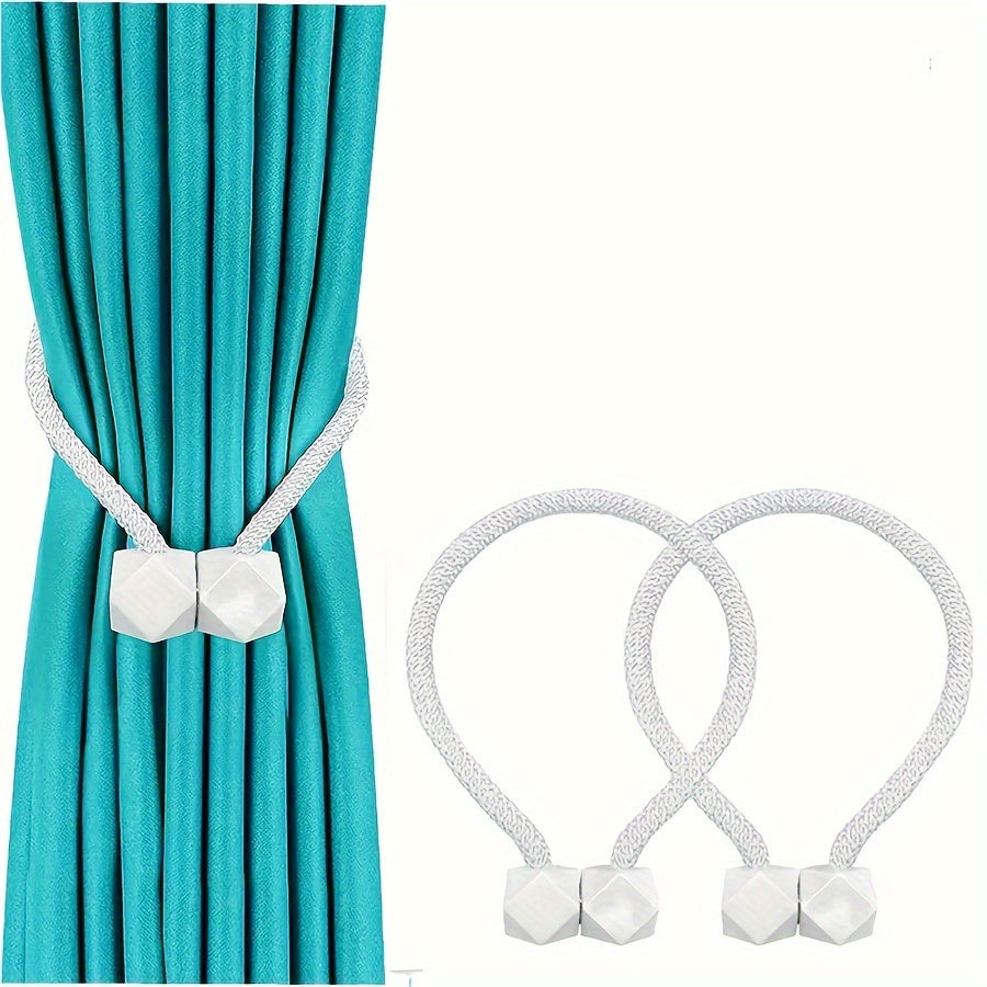Set of 2 Magnetic Curtain Tiebacks Polyester Ball Clips for Window Drapery