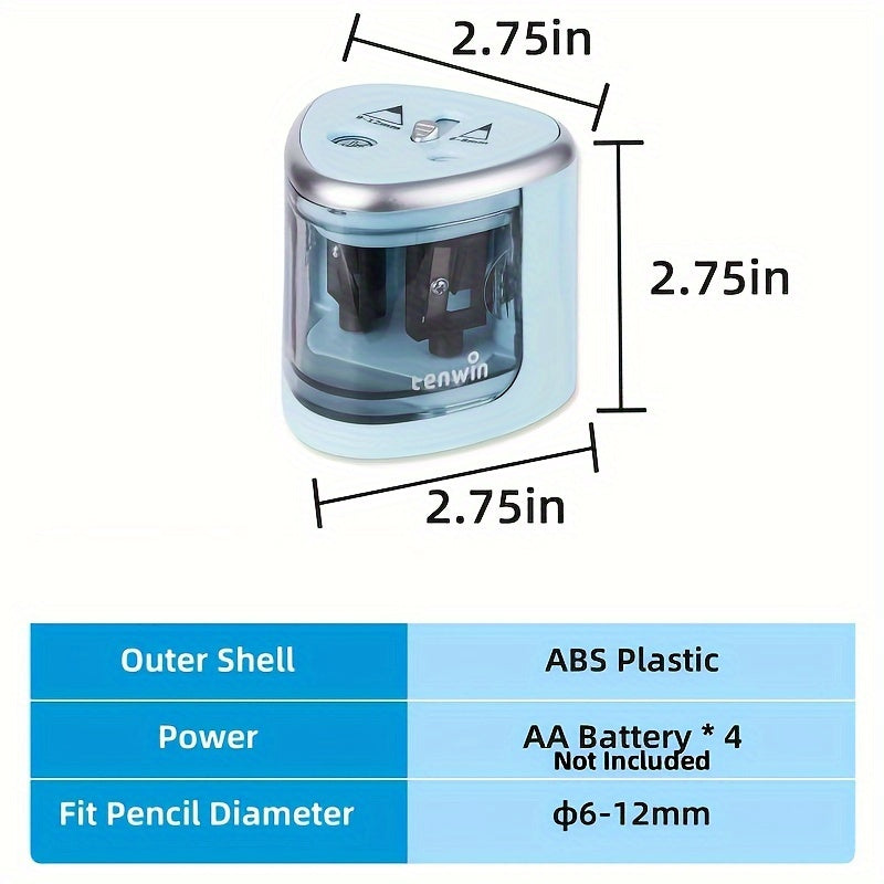 Electric Pencil Sharpener Double-Hole Battery-Operated for Thick and Thin Pencils