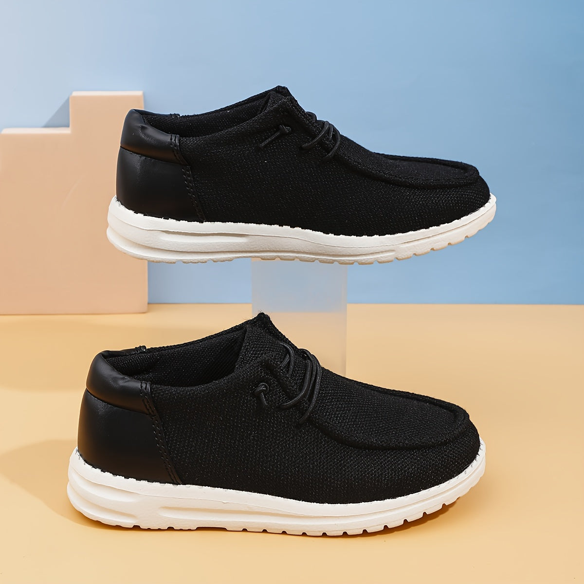 Boys Canvas Sneakers All-Season Casual Sports Shoes Low Top Round Toe