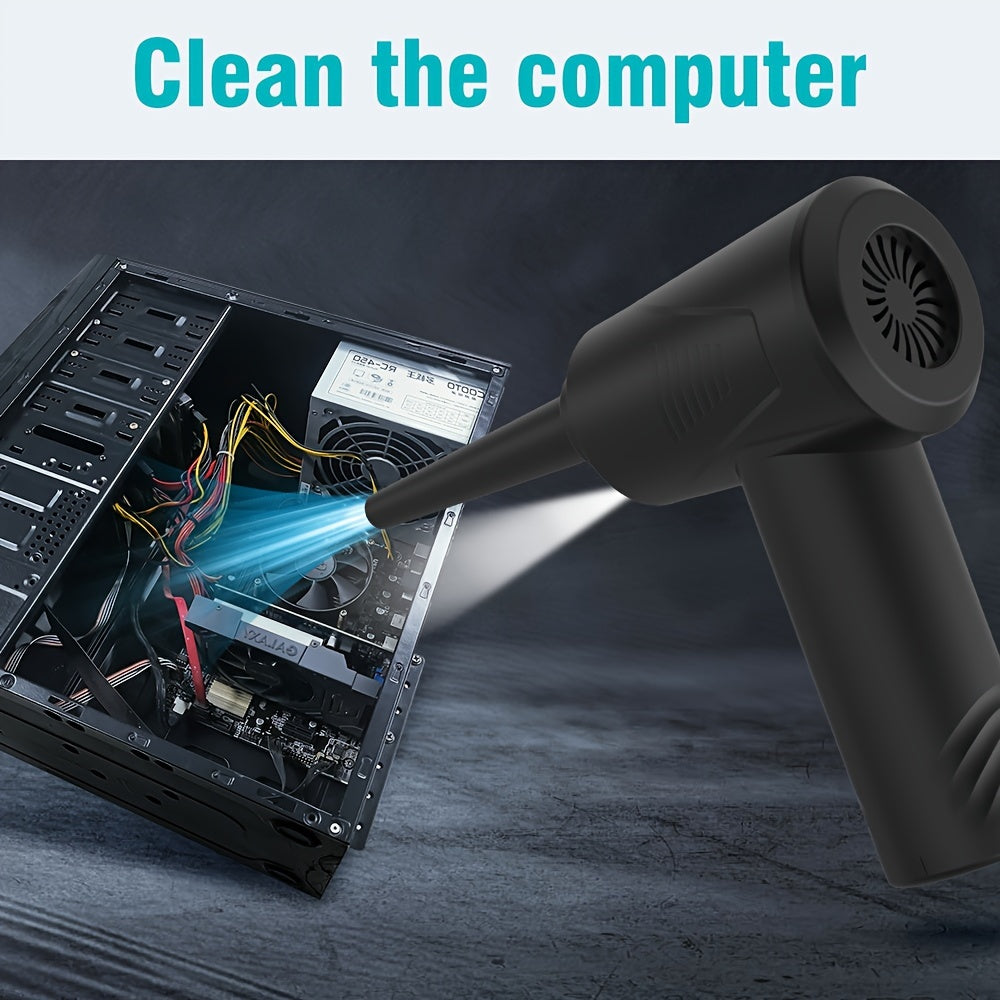 Rechargeable Cordless Air Duster and Vacuum Cleaner Multi Nozzles Black