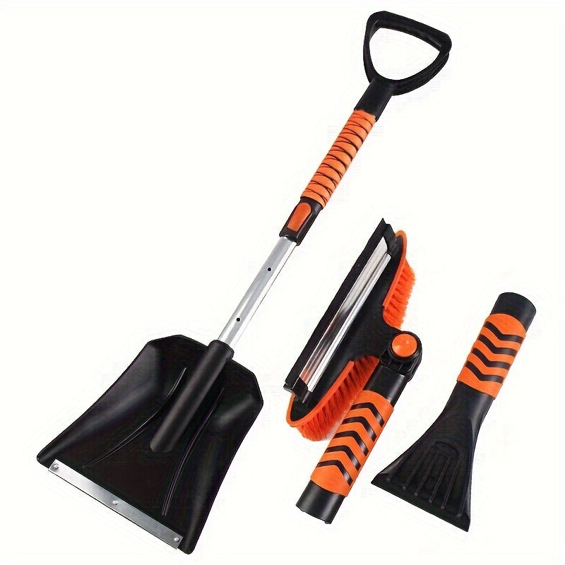 2-in-1 Telescopic Snow Shovel and Ice Scraper Set with Adjustable Squeegee