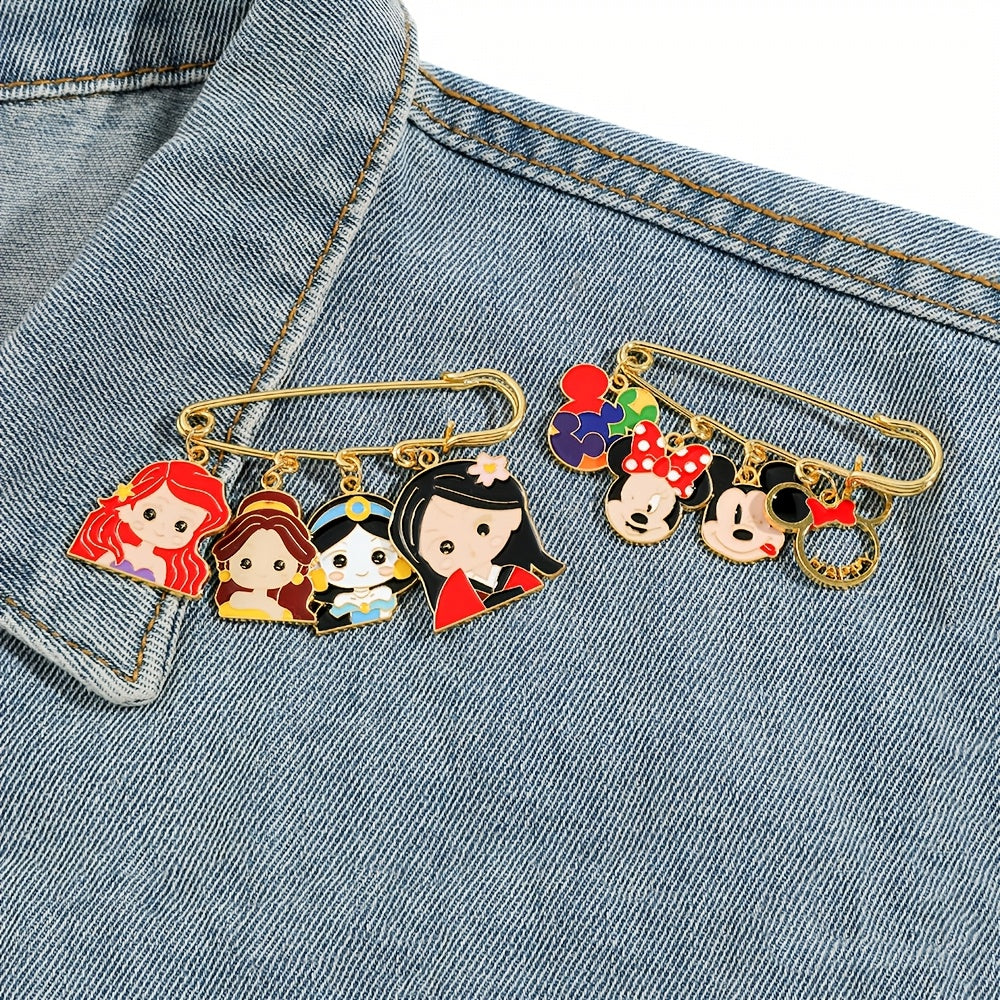 Set of Three Mickey Mouse Enamel Pins Cartoon Animal Brooches for Backpacks and Clothing