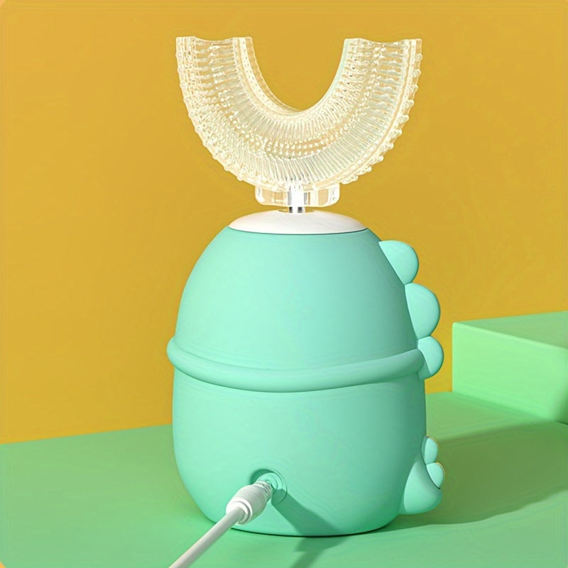 Children Cartoon Dinosaur Electric Toothbrush U-Shaped with Timers and Multiple Modes