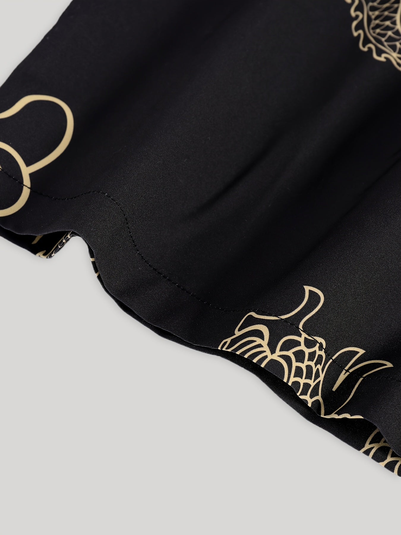 Men's Dragon Print Pajama Set Breathable Polyester Japanese-Inspired Casual Loungewear