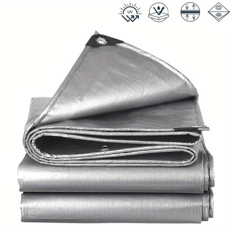 Heavy-Duty Waterproof Tarp with Metal Grommets for Outdoor Protection Multi-Size Silver