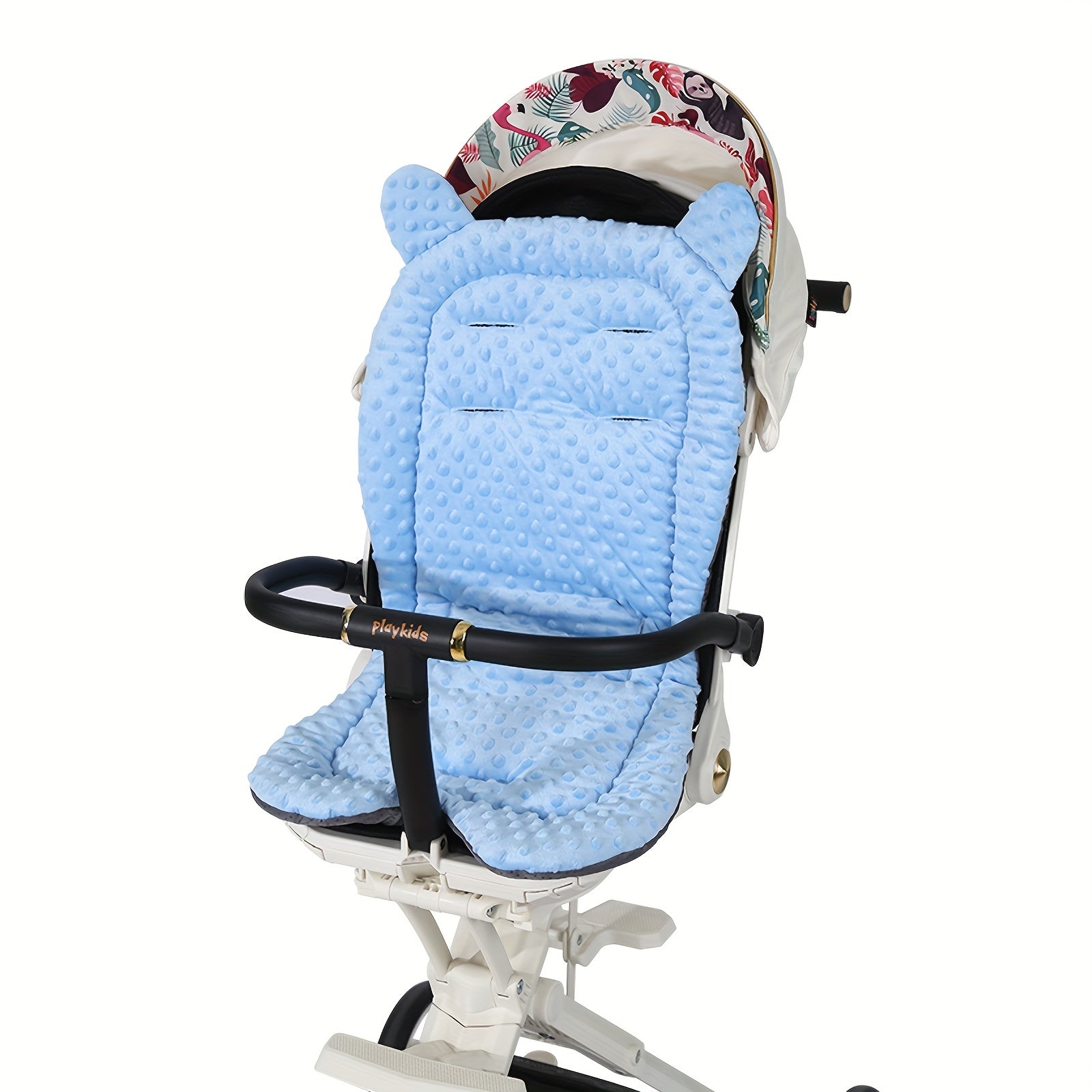Infant Stroller Seat Liner Thickened Winter Cushion Non-Slip Warm Cotton Red Blue
