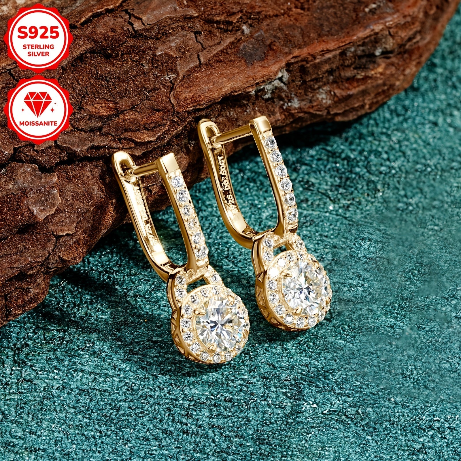 Sterling Silver Hoop Earrings with Moissanite Stones 5mm 0.5ct