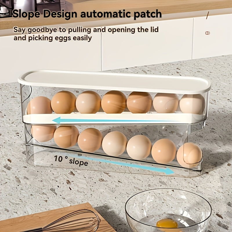 Contenedor de almacenamiento de huevos de doble capa para nevera, lavable, PP, resistente al frío