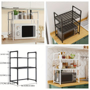Square TPU Kitchen Organizer Rack with Hooks for Microwave Oven Spice Toaster Storage