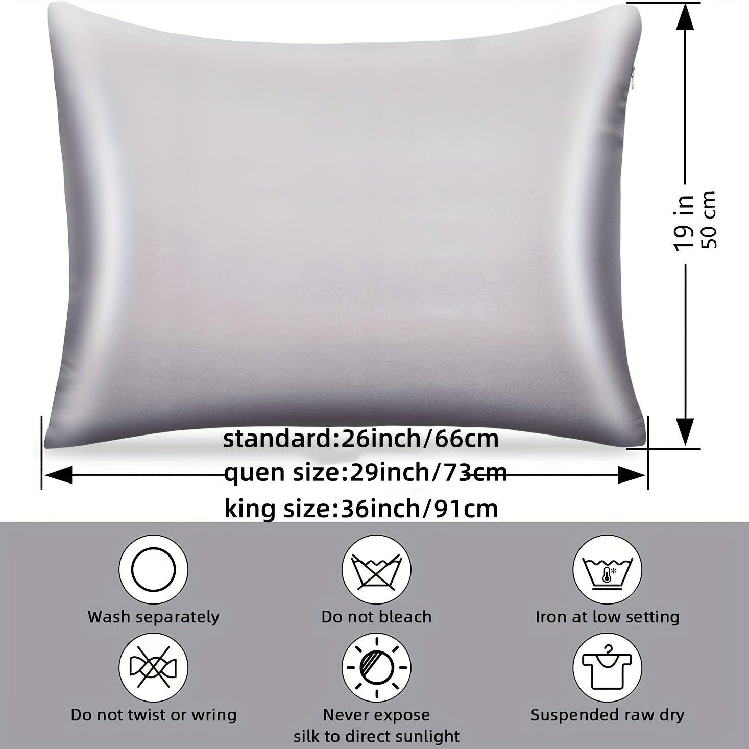 Silk Pillowcase 19mm 100% Pure Mulberry Natural Smooth Zipper Closure