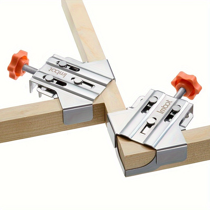 Adjustable Stainless Steel Corner Clamp for Woodworking with Orange Handle