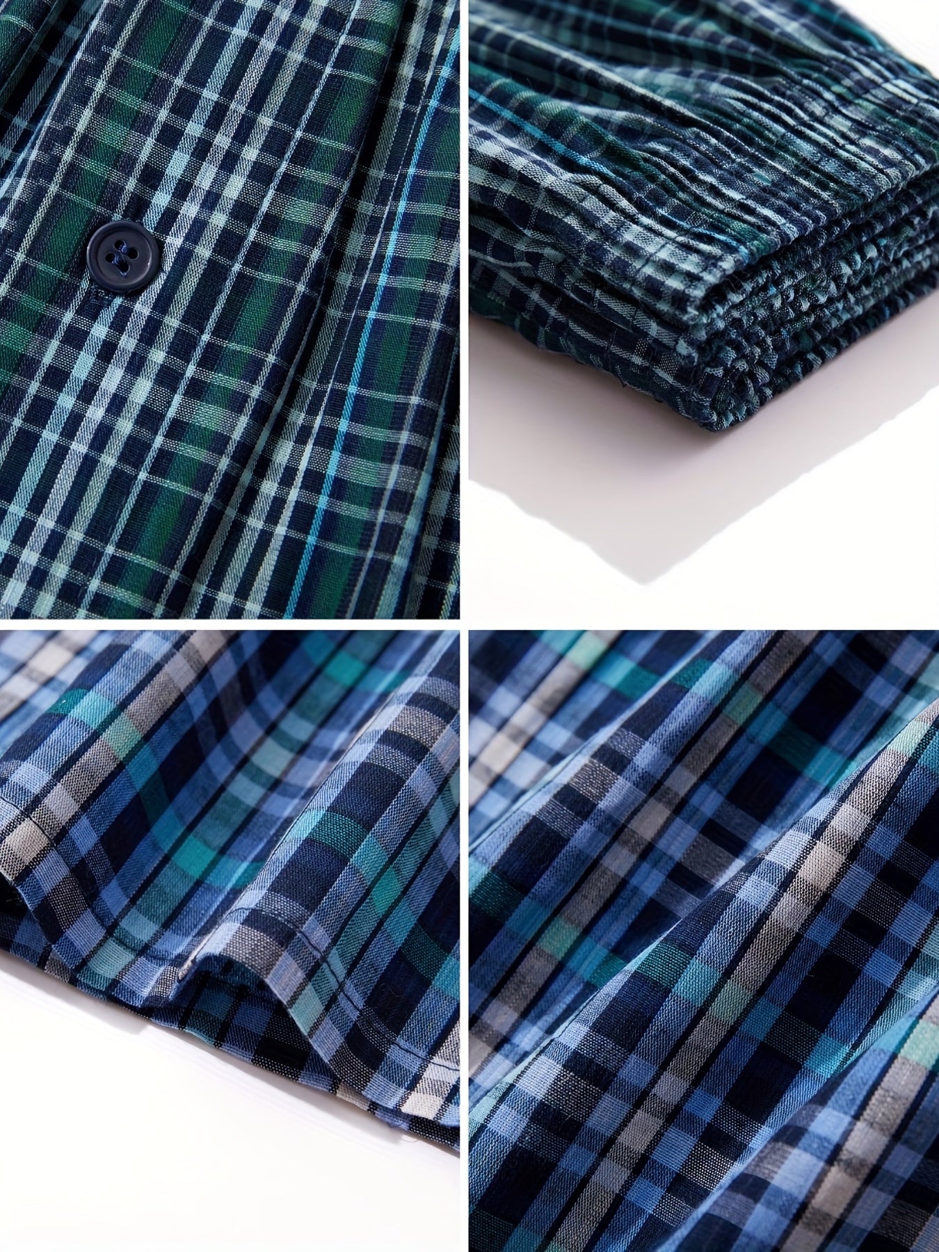 Men's 6-Pack Plaid Cotton Boxer Shorts Elastic Waist Loose Fit Casual Woven Fabric