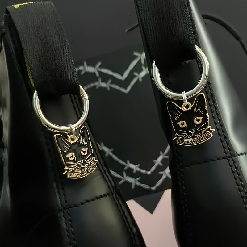 Unisex Zinc Alloy Black Cat Charm Keychains Set of 2 Animal Jewelry