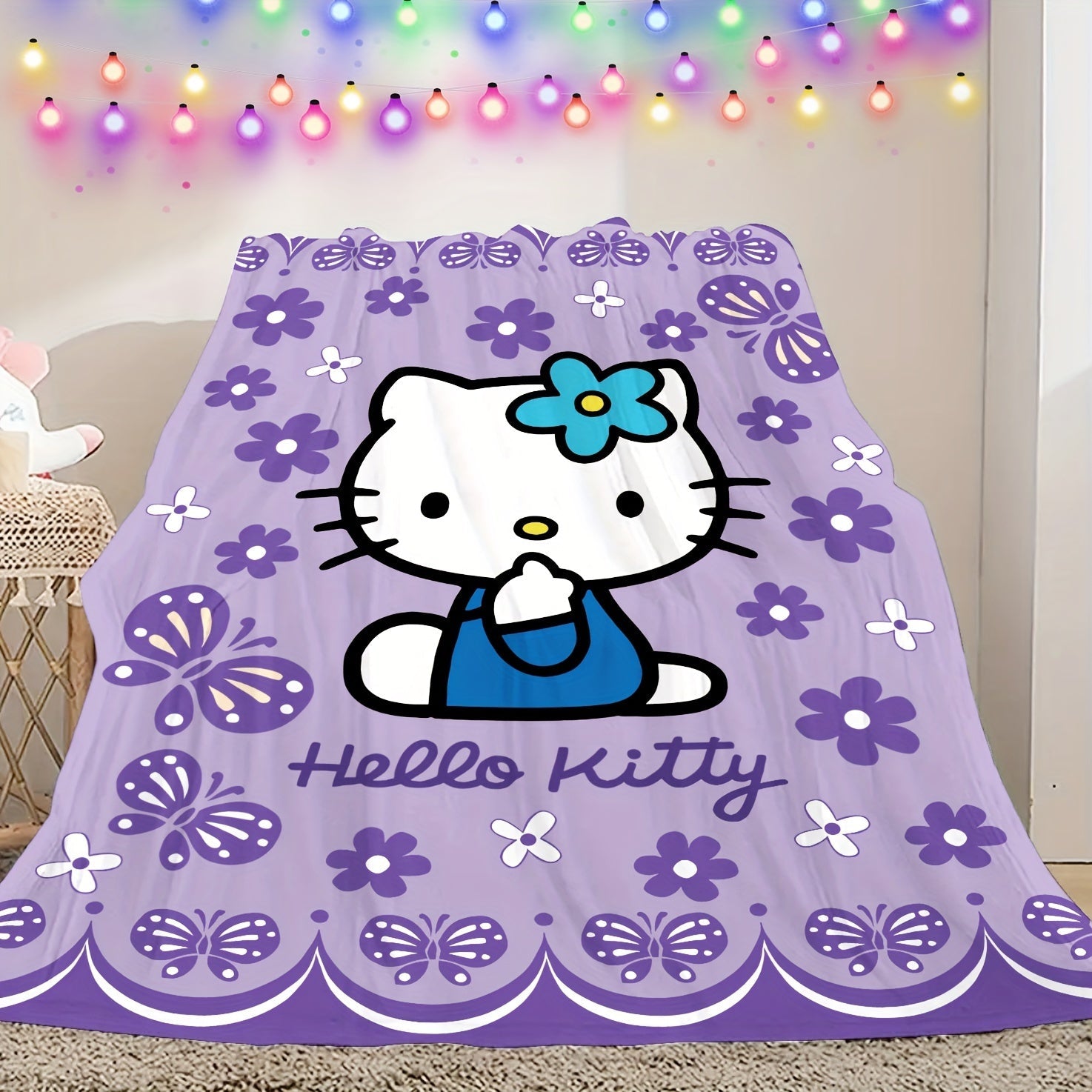 Plush Blanket Flannel Throw for Bedroom Office Travel Pink or Purple