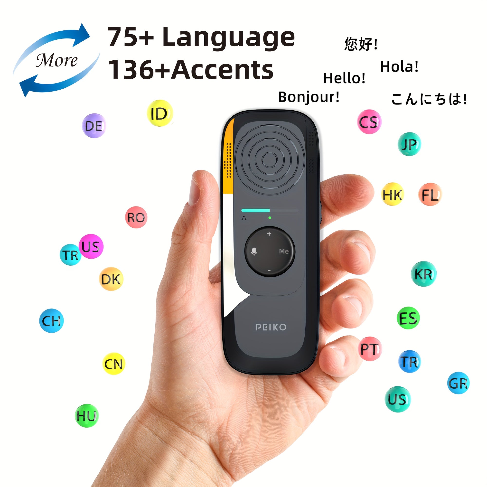 Wireless Two-Way Translation Device for 75+ Languages Offline Support
