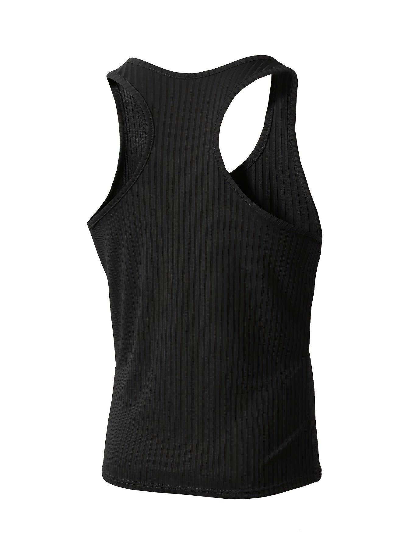 Men's Knitted Vertical Stripe Tank Top Set of 3 Polyester Sleeveless Sports Casual