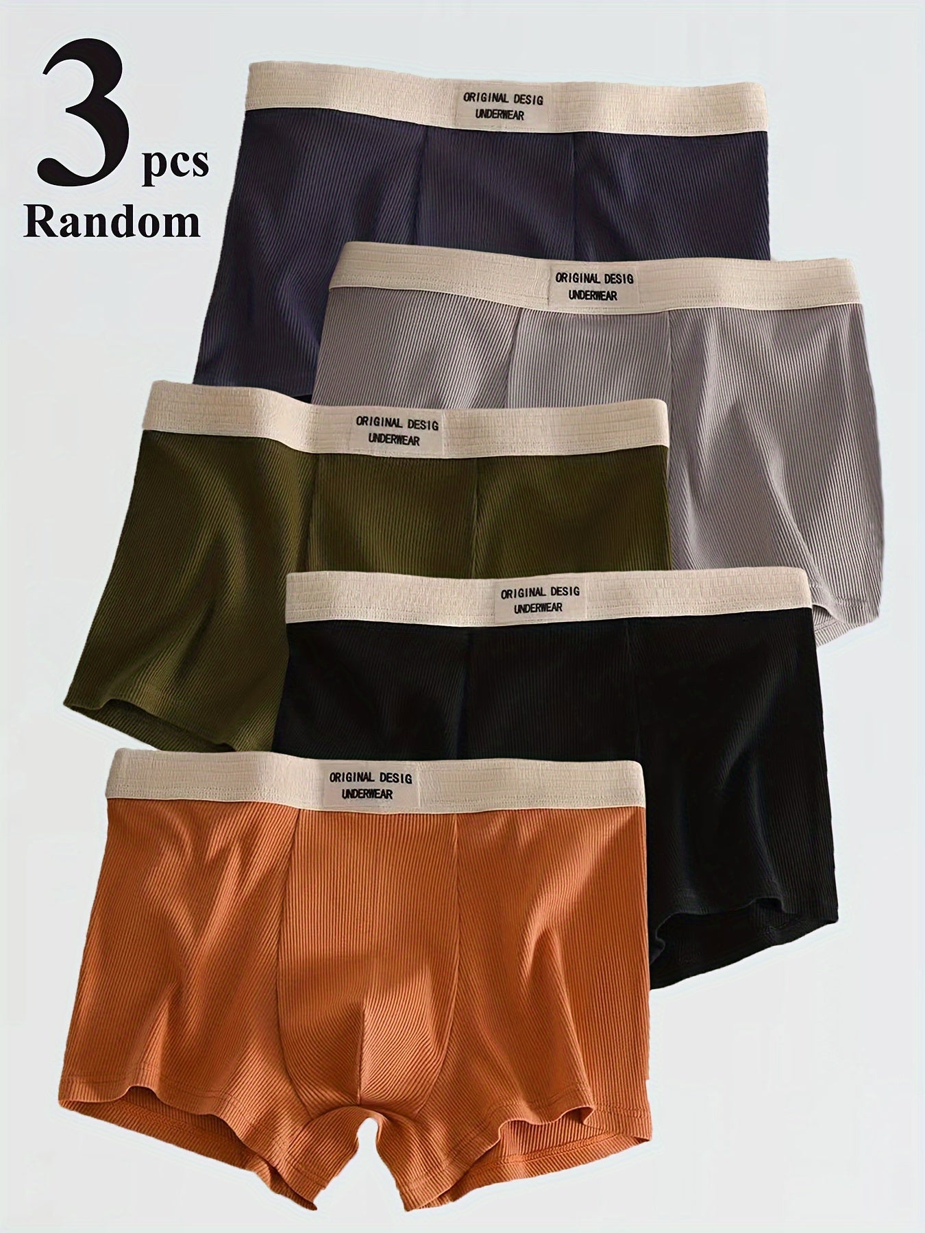 Men's 3-Pack Polyester Boxer Briefs Solid Colors Breathable Mid-Stretch Fit