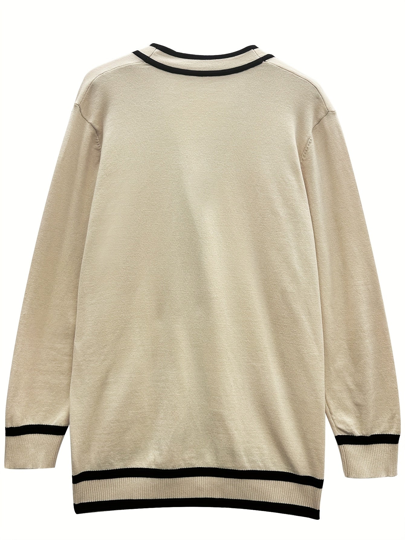 Cárdigan de mujer talla grande en negro y blanco con botones de perlas