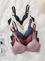 Yengil ko'k va bej rangda 6 ta vintage uslubidagi ayollar uchun push-up brass, yuqori qo'llab-quvvatlash, to'ldirilmagan, simli va yumshoq nylon va elastan aralashmasidan iborat. Qo'l bilan yuvish mumkin.