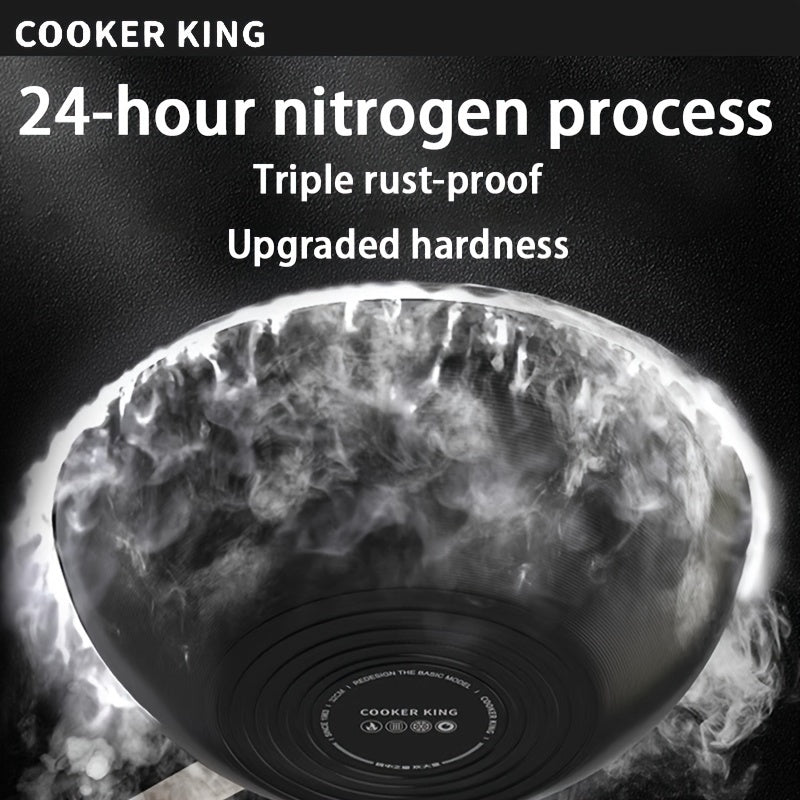 COOKER KING Ultra-Iron Wok ni taqdim etamiz: 24 soatlik zanglamas davolash, sog'lom nol qoplama va gaz pechlari bilan moslik - endi 27.94 sm, 30.48 sm, 33.02 sm va 38.1 sm o'lchamlarida, kuzda pishirish uchun mukammal.