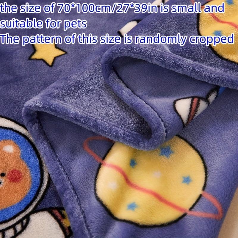 Cozy Flannel Blanket with Cartoon Print for Couch Bed Travel and Camping