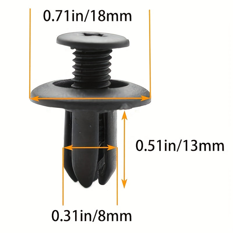 50 Pack Black Plastic Car Rivets Fastener Clips for Bumper Trim Panel