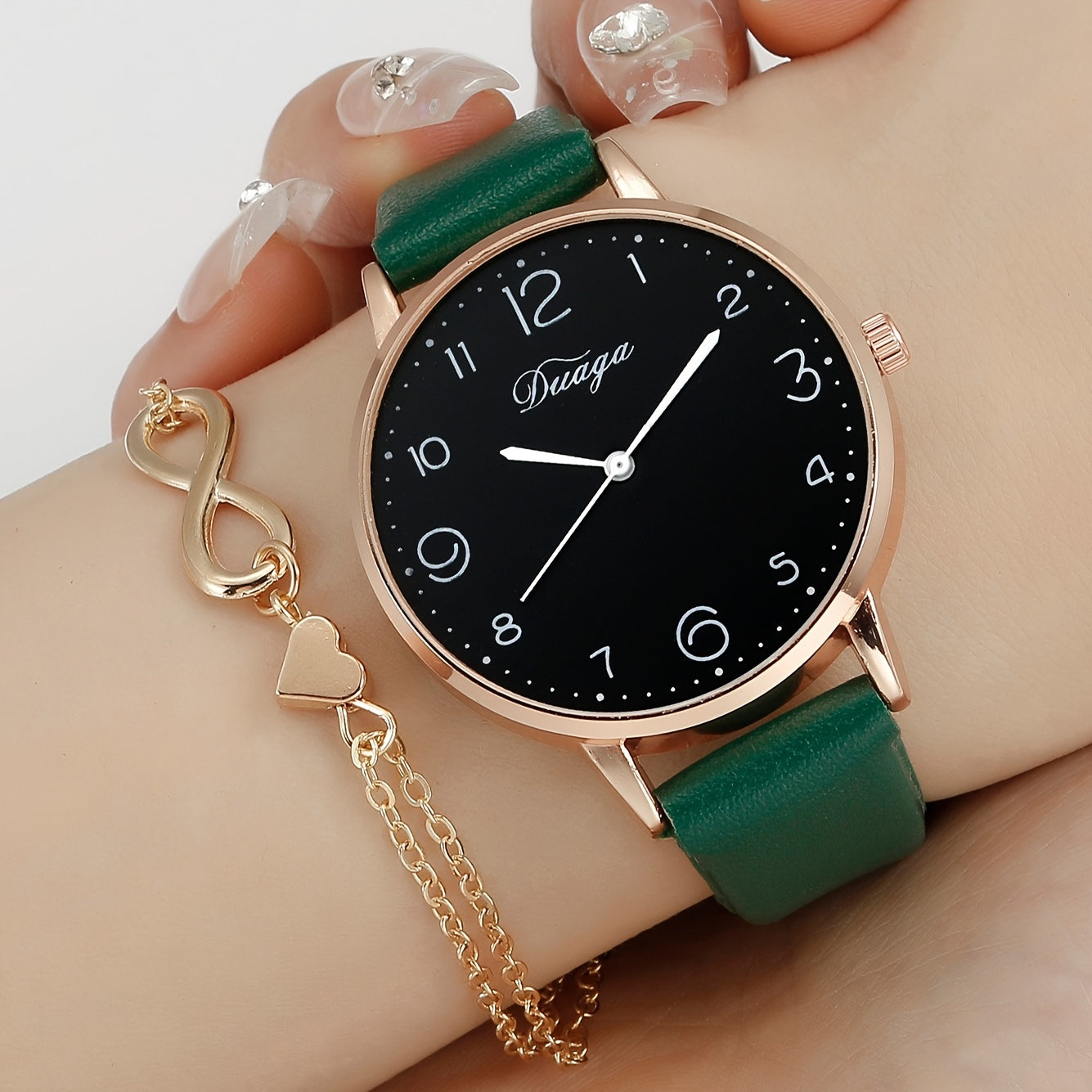 Women's Watch and Heart Bracelet Set Quartz Faux Leather Alloy Case