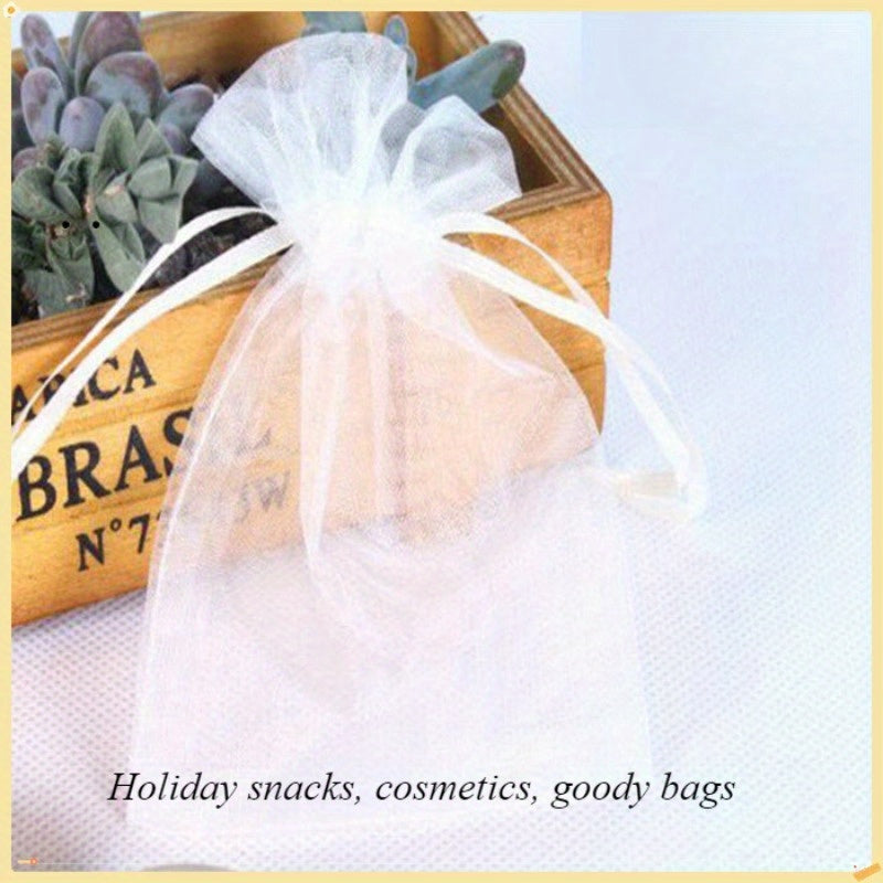 40 High-Quality Sheer Organza Drawstring Bags for Party Favors Jewelry Packaging