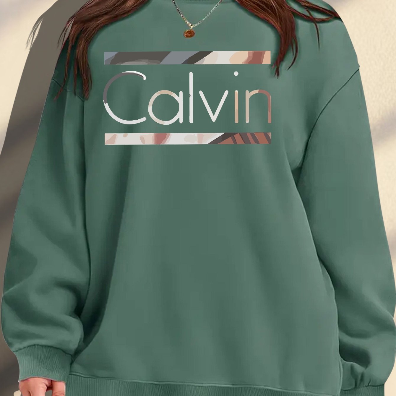 Plus Size Women's Crew Neck Sweatshirt Light Blue Relaxed Fit Knit