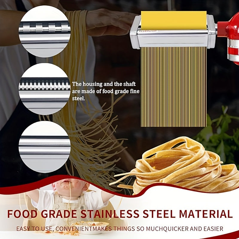 Stainless Steel Pasta Roller and Cutter Set for KitchenAid Stand Mixer