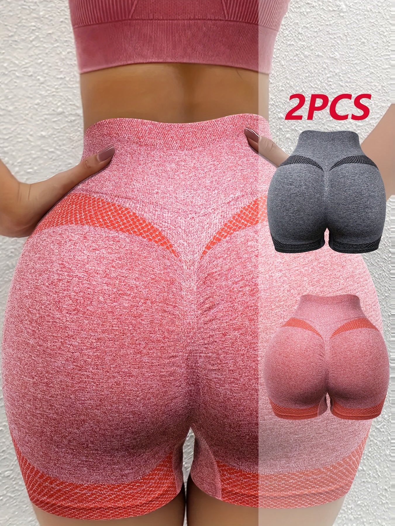 Women's 2-Pack High-Waist Compression Shorts Seamless Knit Medium Support Fitness