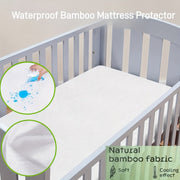Protector de colchón de bambú lavable a máquina, impermeable, suave y de tela de toalla para cama