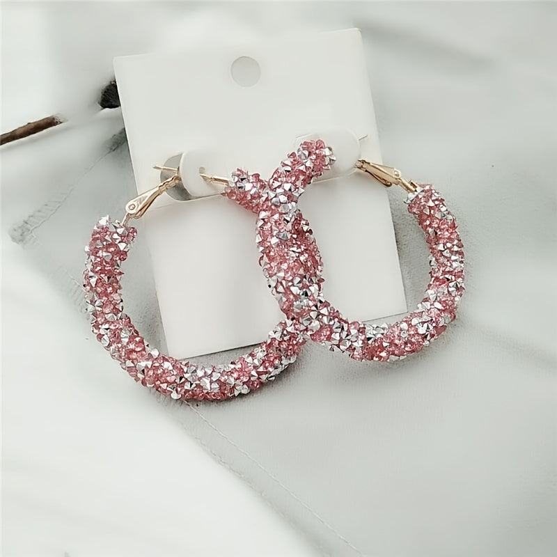 Women's Sparkling Crystal Diamond Hoop Earrings Large Circular Jewelry Gift