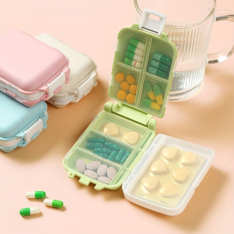 Portable Medicine Box Foldable Travel First Aid Organizer with 8 Compartments