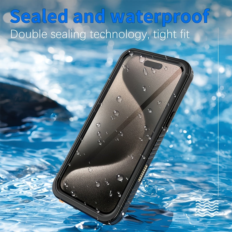 Waterproof iPhone 16 Case Shockproof TPU Back Screen Protector Lanyard Dust Snow Resistant