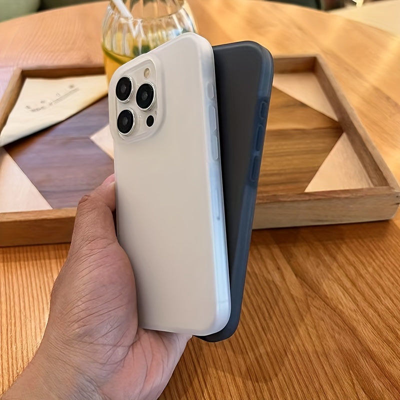 Men Women Silicone Semi-Transparent Ultra-Thin Matte Phone Case for iPhone 14 15 Pro Max Black White