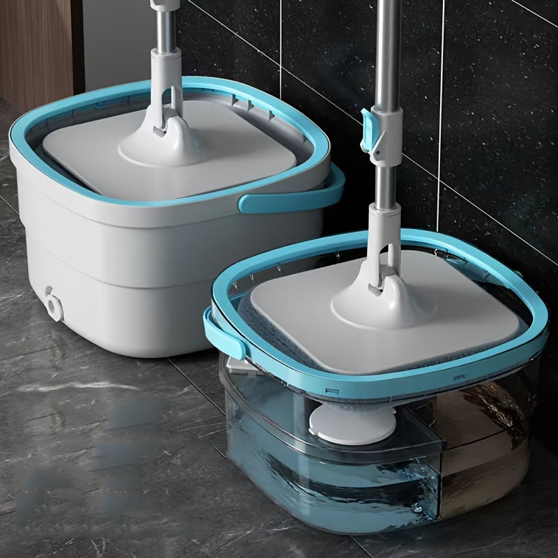 Rotating Mop and Bucket Kit with 2 Microfiber Cloths for Floor Cleaning