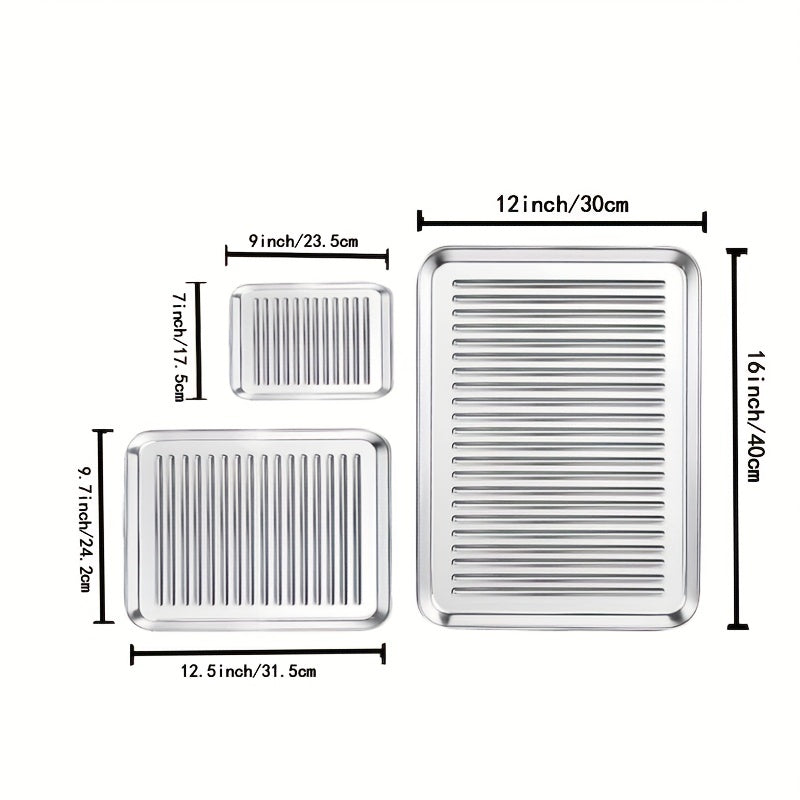 Stainless Steel Baking Sheet Set with Cooling Rack Oven-Safe Durable Cookware