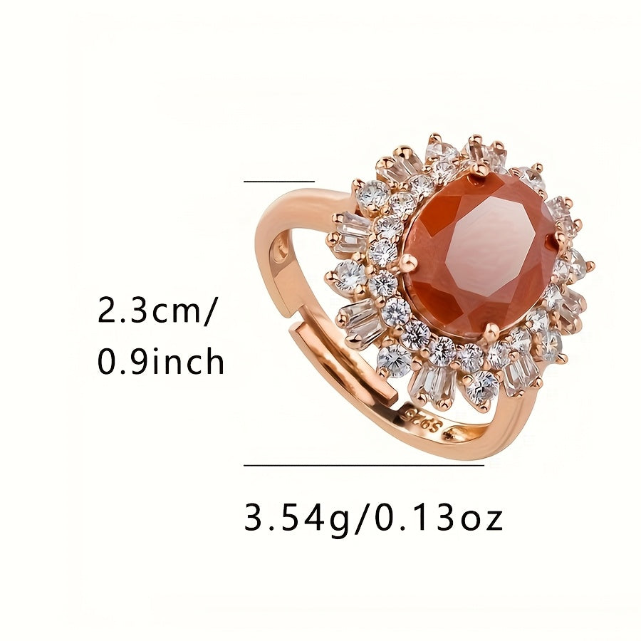 Silver Ring with Red Agate and 925 Silver Band