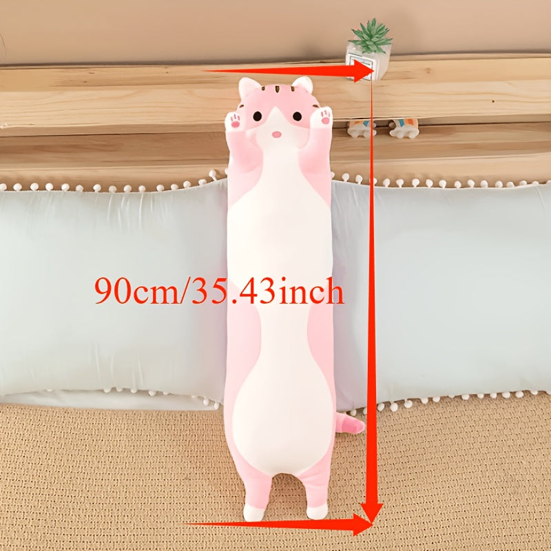 50/70cm Cat-Shaped Plush Pillow Home Decor Gift Hypoallergenic Polyester Machine Washable Medium Firmness Portable