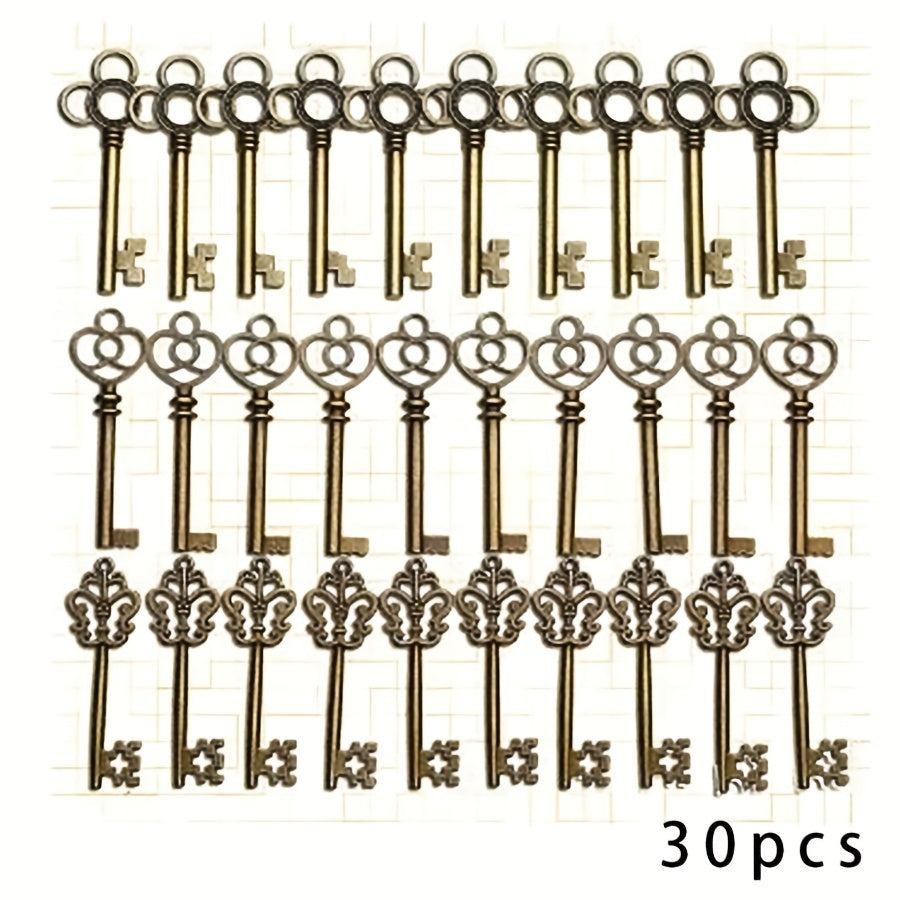Assorted Large Skeleton Keys Set of 30 Antique Metal Door Lock Keys