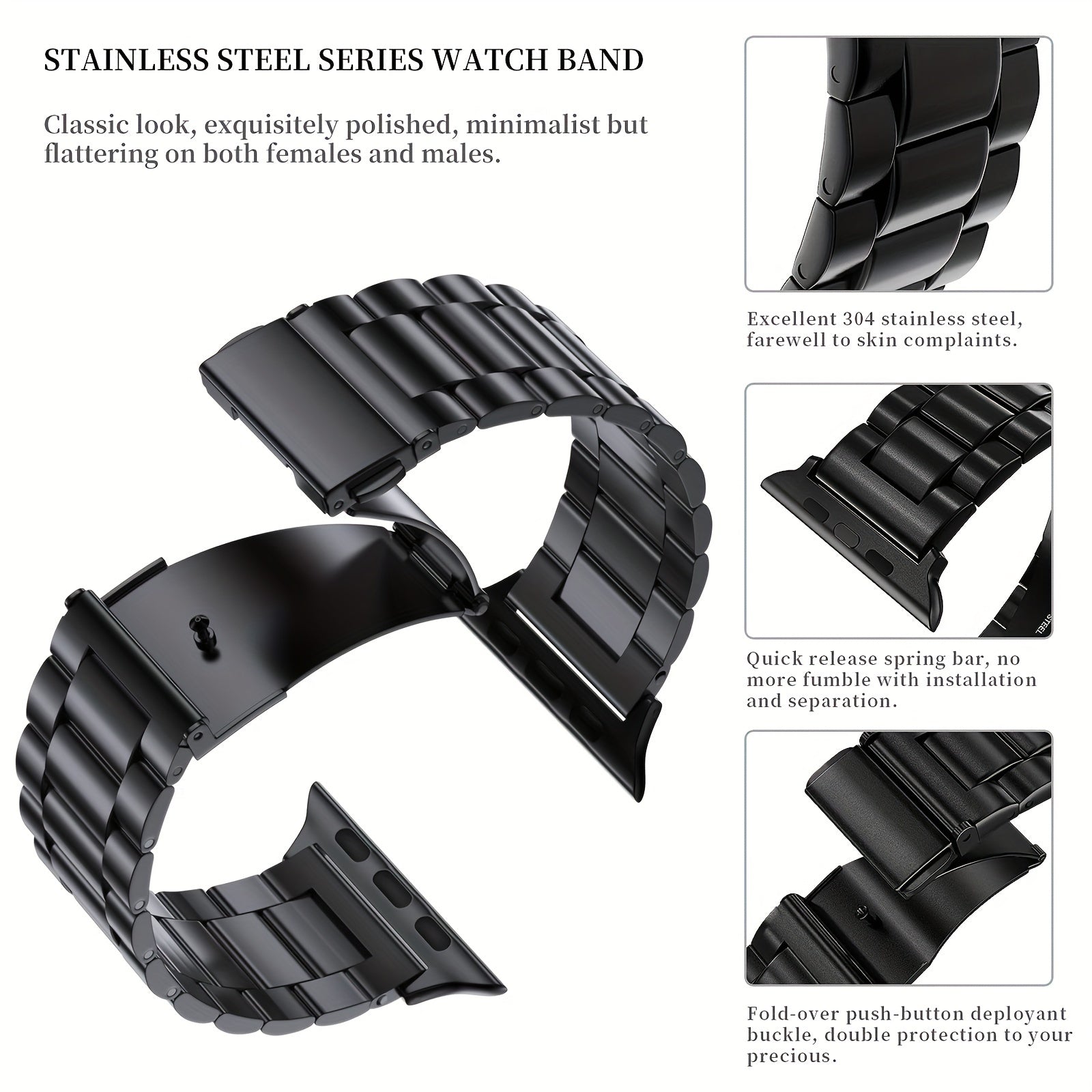 Stainless Steel Apple Watch Band with Case Compatible with Series 1-8 and SE 38mm-45mm