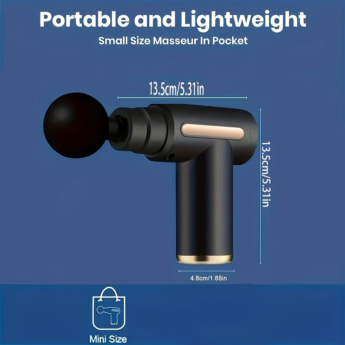 Mini Massage Gun for Full Body Muscle Relief with Interchangeable Heads and Rechargeable Lithium Battery