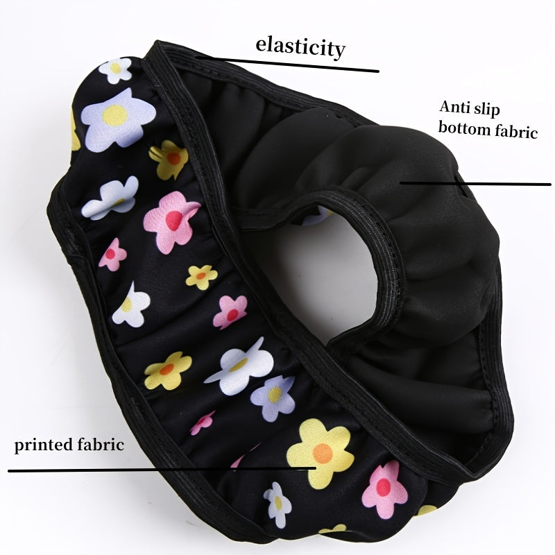 Ayollar uchun gul bilan bezatilgan rul boshqichining qopqog'i, elastik, yuviladigan, avtomobil ichki qismlari uchun aksessuar